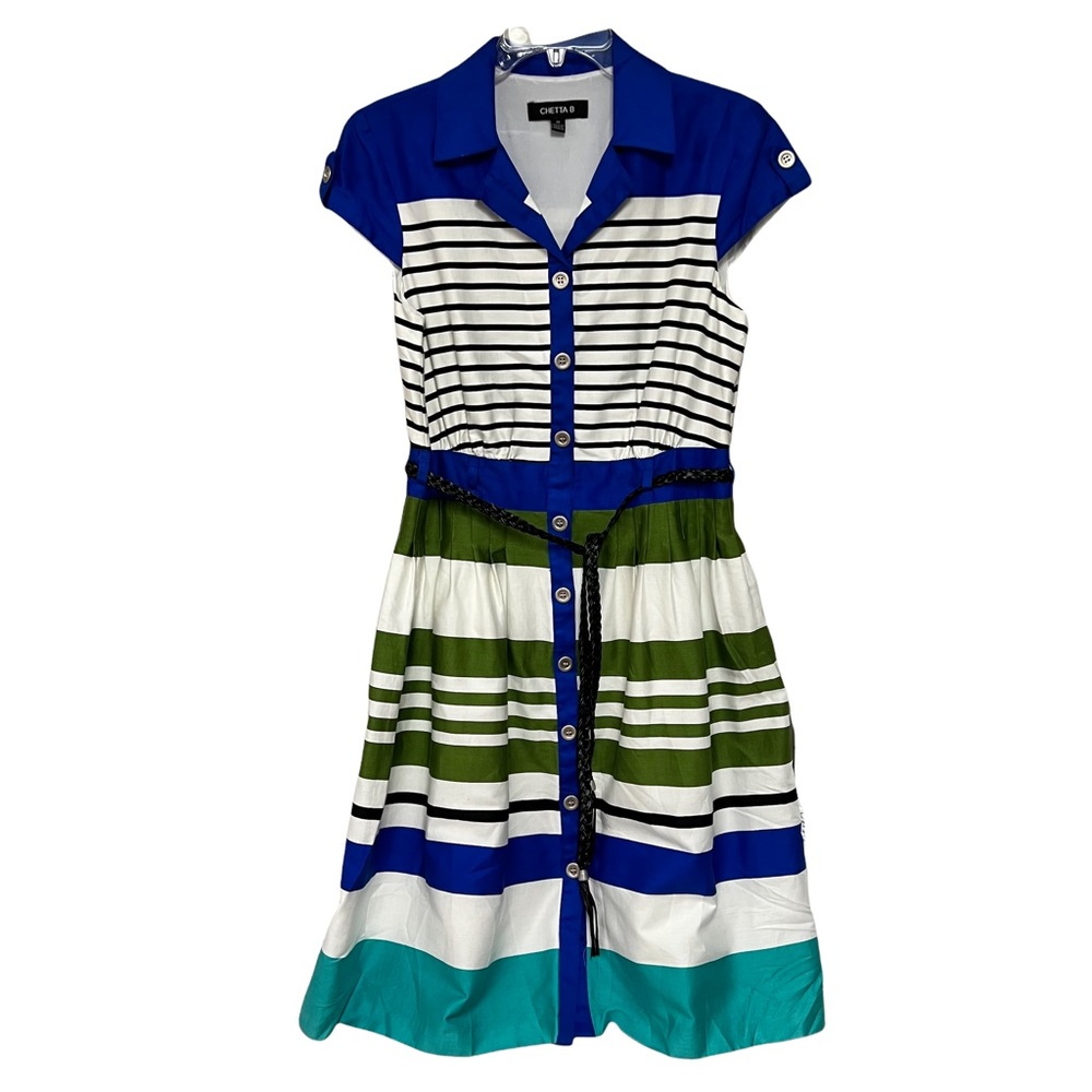 Chetta B button front dress with belt